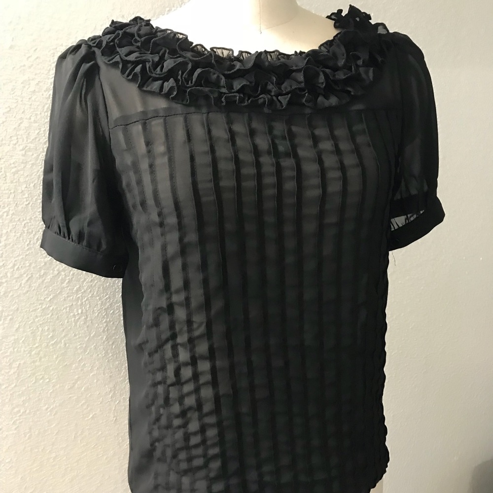 Black Ruffle Blouse